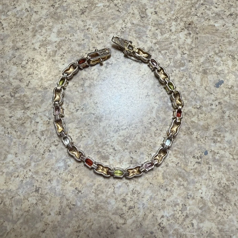 Elegant Multicolor Gemstone Diamond Bracelet